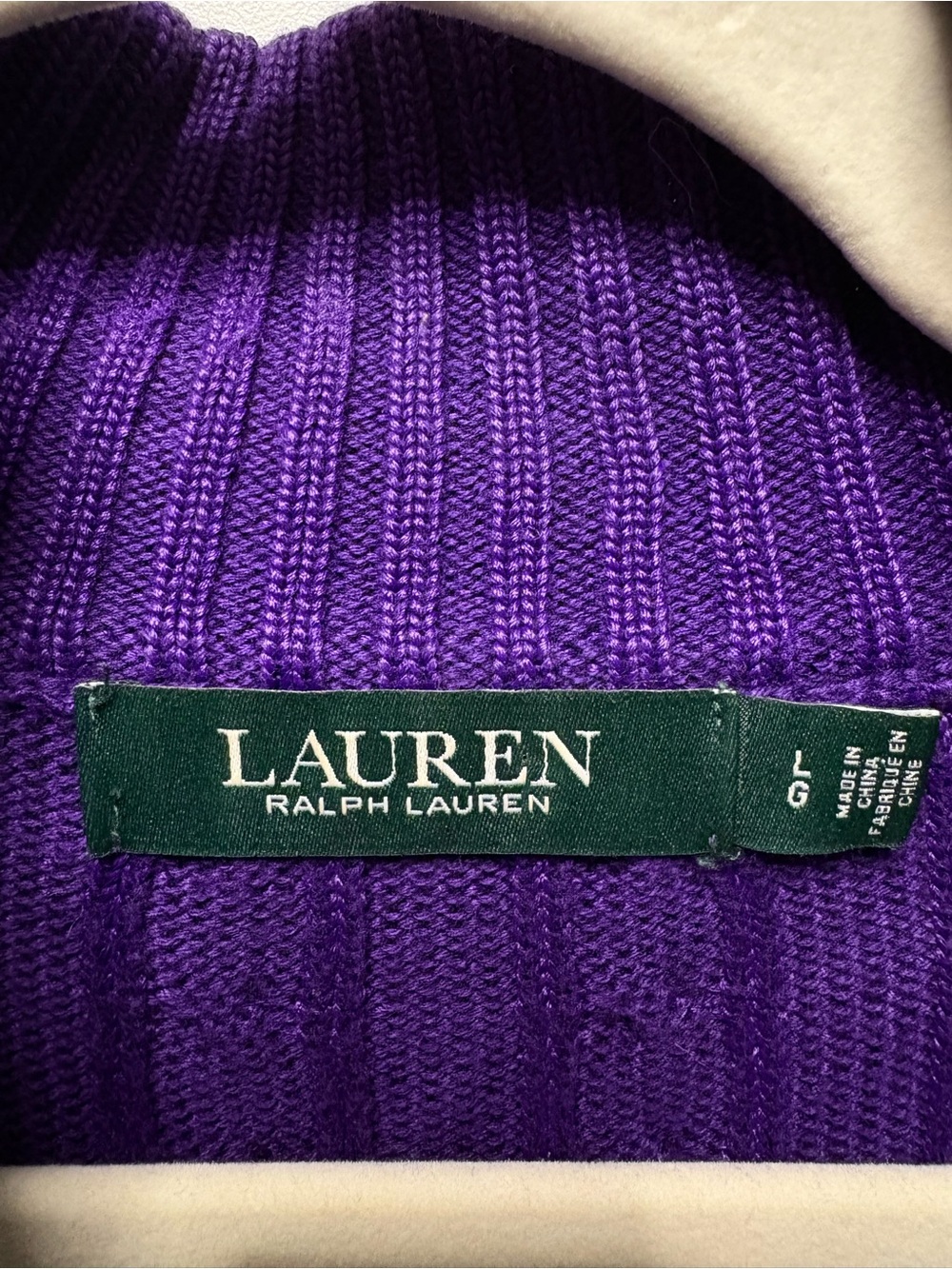 Lauren Ralph Lauren purple cable knit zip-up sweater - Picture 3 of 8